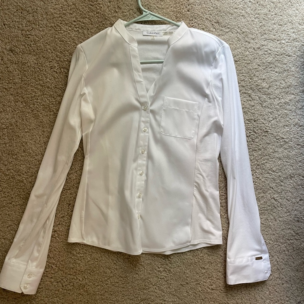 calvin klein white button down